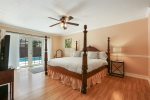 Master bedroom`s queen sized bed w/ a memory foam mattress provides quality sleep
